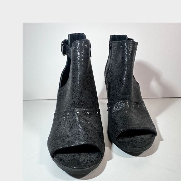 Studded Ankle Boots Sz 9 Simply Vera Faux‎ Leather Peep-Toe Goth Boho Moto Style - Picture 11 of 11